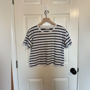 Madewell Everyday Boxy Crop Tee in Black & White Stripes
